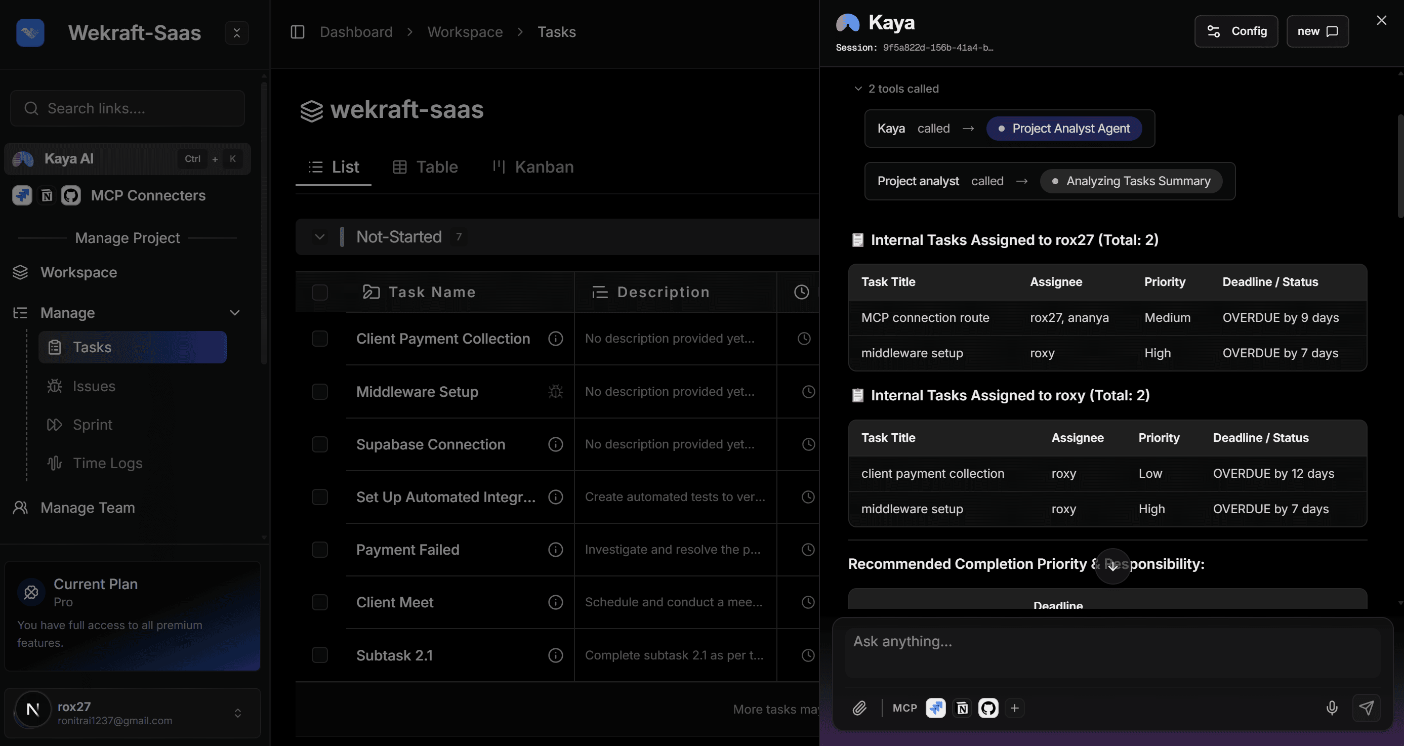 Kaya Autonomous Task Analysis & Workload Management